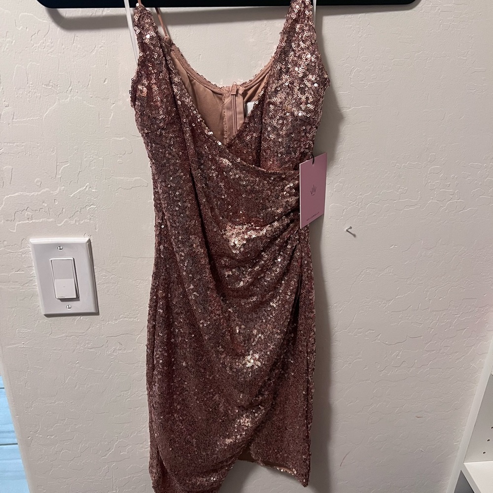 Hello Molly bronze glass cage dress